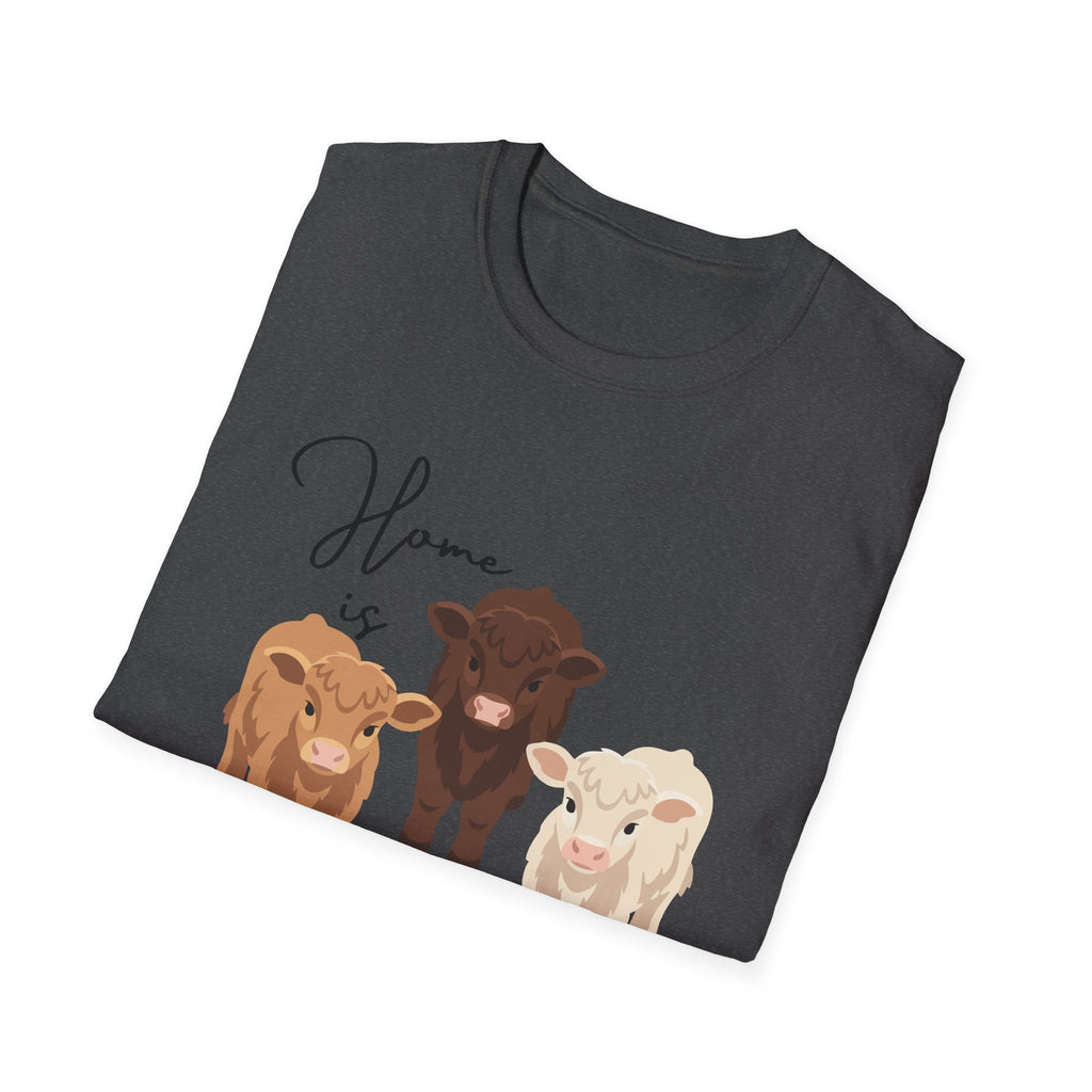 Cow Trio Graphic T-Shirt — "Home is Where the Herd Is" Farm Animal Tee