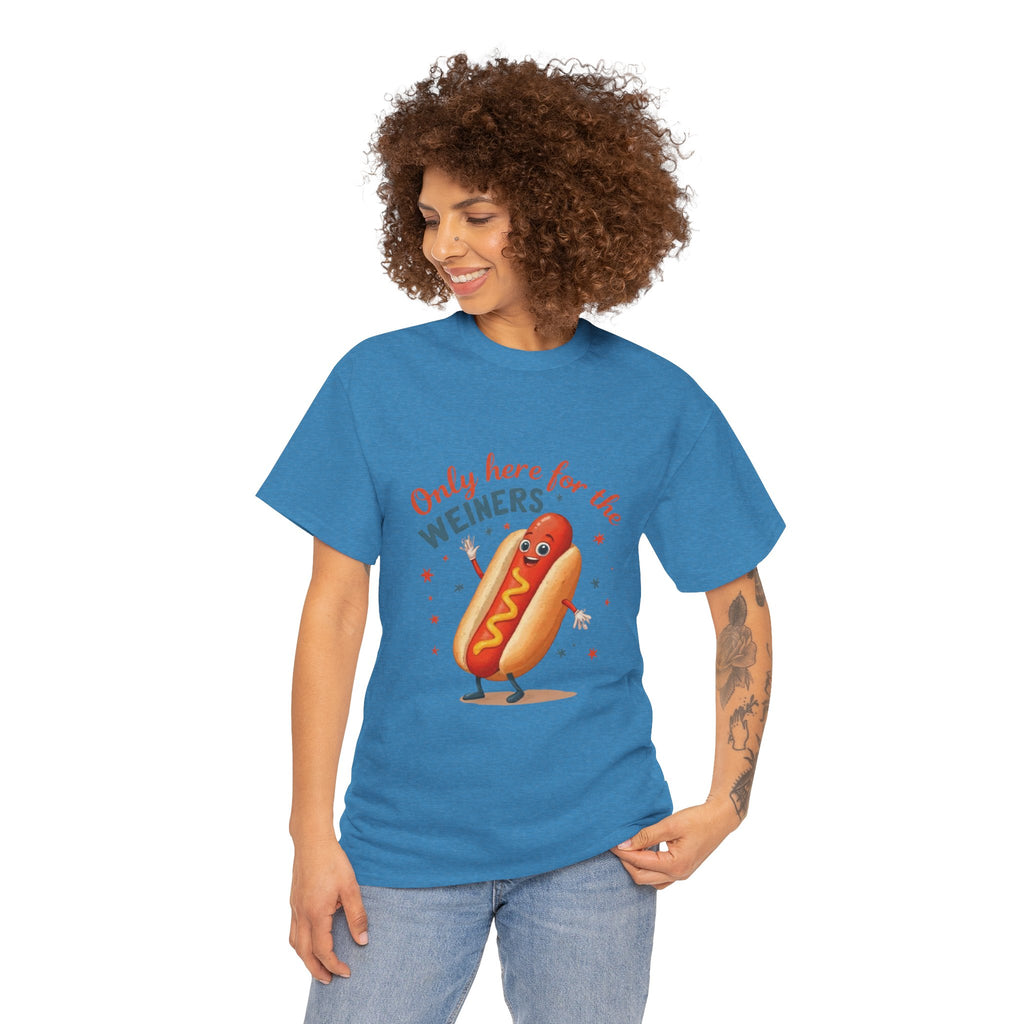 Funny Hot Dog Tee — "Only Here for the Weiners" Graphic T-Shirt
