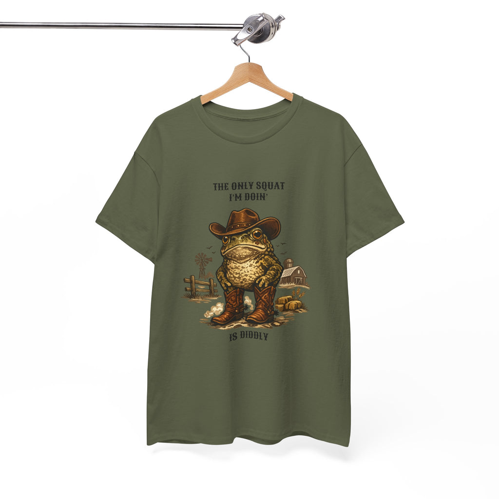 Frog Cowboy Tee — “The Only Squat I’m Doin’ Is Diddle” Funny Western Graphic T-Shirt