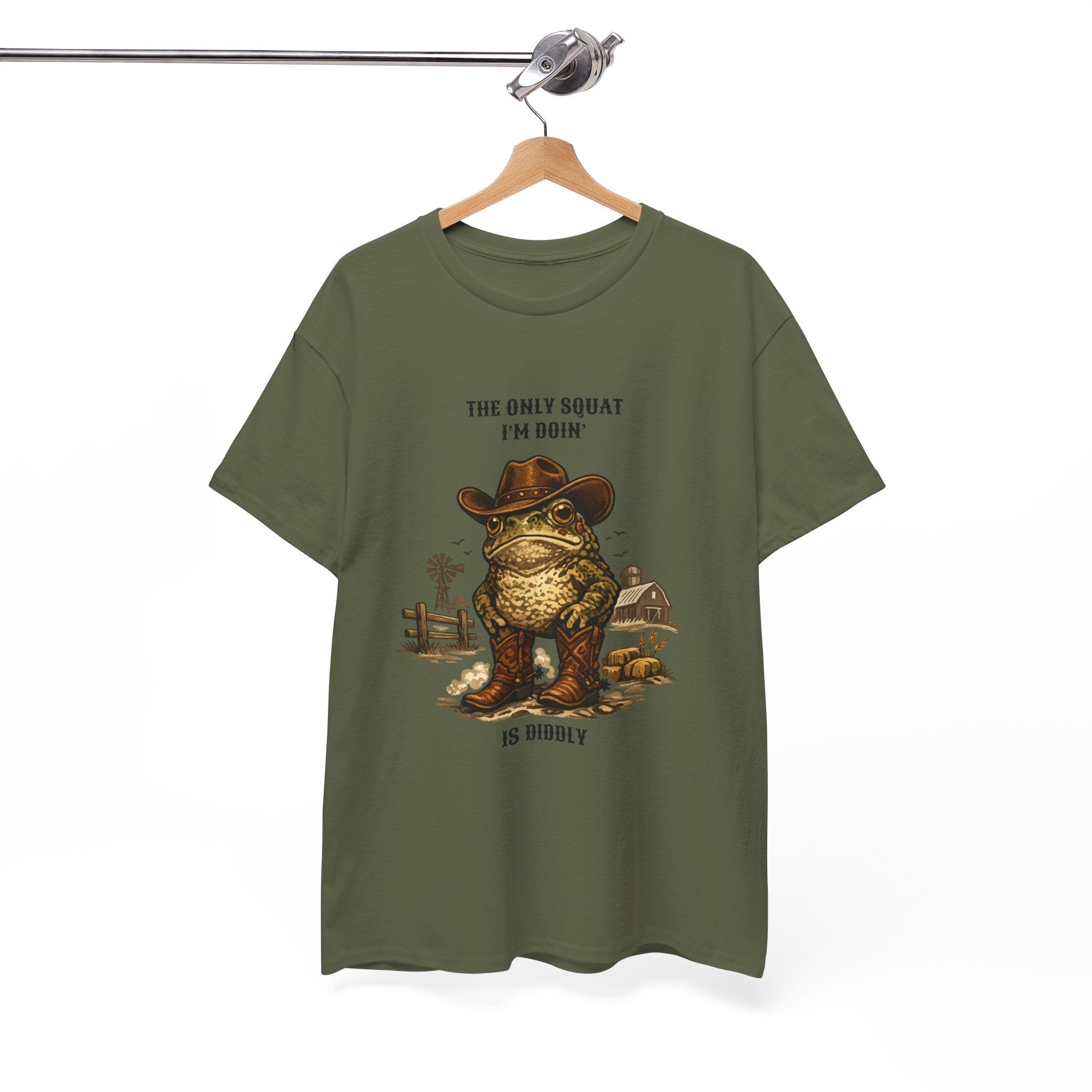 Frog Cowboy Tee — “The Only Squat I’m Doin’ Is Diddle” Funny Western Graphic T-Shirt