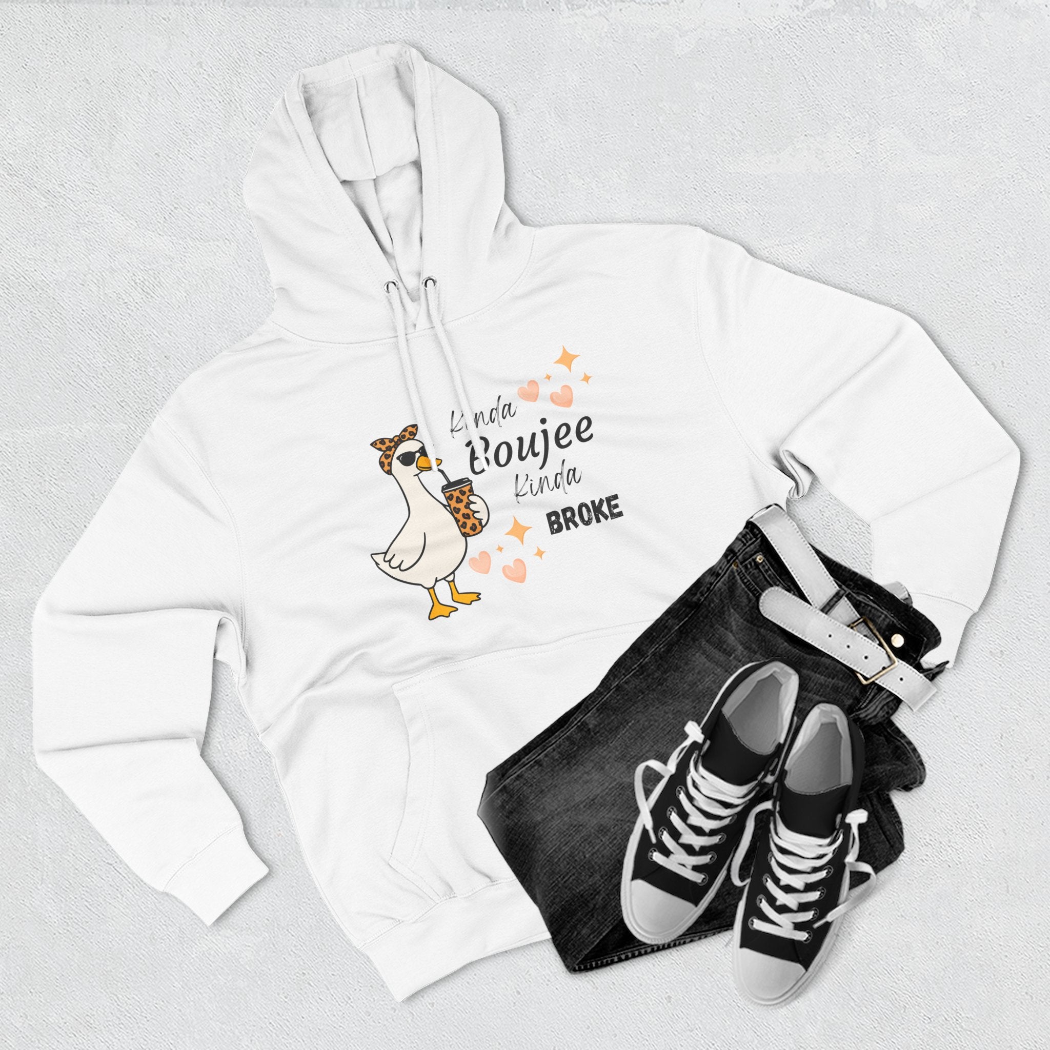 Duck Graphic Hoodie — "A Little Boujee, Kinda Broke" Cute Casual Pullover